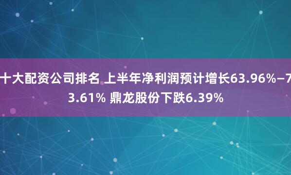 十大配资公司排名 上半年净利润预计增长63.96%—73.61% 鼎龙股份下跌6.39%